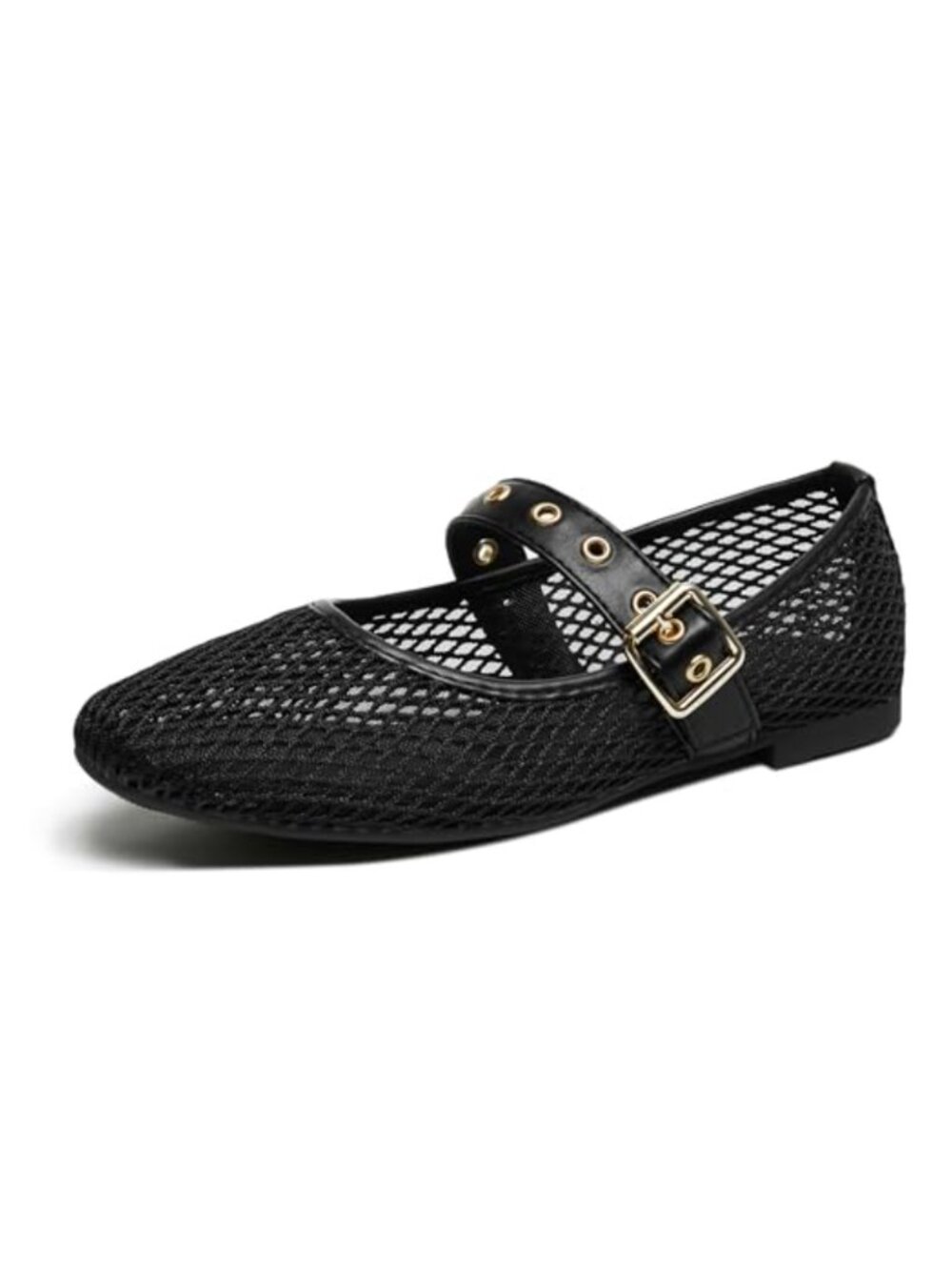 Mesh Mary Jane Flats Square Toe Ballet Comfortable Women's Slip Resistant Shoes